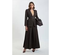 Karen Millen Women's Tailored Wide Leg Trouser in Chocolate | Size: 8