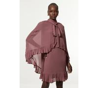 Karen Millen Women's Tall Viscose Georgette Cape Woven Mini Dress in Dusty Rose | Size: 10