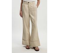 Karen Millen Women's Tencel Cotton Contrast Stitch Woven Straight Leg Trouser in Ivory | Size: 10