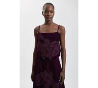 Karen Millen Women's Velvet Cutwork Co-Ord Cami Top in Burgundy | Size: 12