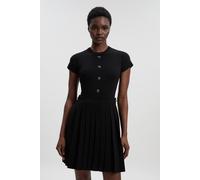 Karen Millen Women's Viscose Blend Tab Detail Pleated Knit Mini Dress in Black | Size: Medium