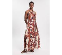 Karen Millen Women's Viscose Crepe Abstract Halter Neck Midi Dress in Floral | Size: 8