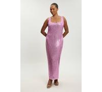 Karen Millen Women's Whitley Neill Plus Size Premium Crystal Embellished Midi Dress in Baby Pink | Size: XL