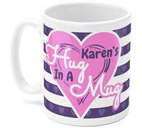 Karen Mug, Cup, Karen's Hug in A Mug, (Pink and Purple)