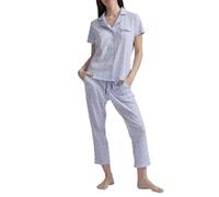 Karen Neuburger Women's Notch Collar 2-Piece Slim Leg Pajama Set, Blue, M