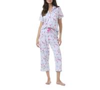 Karen Neuburger Women's Opulent Comfort 2pc Capri Gf Pj Set | Elegant Plus-Size Loungewear Pajama, Mint Floral Breeze, XL