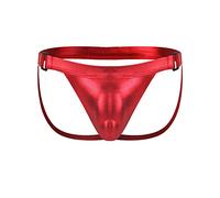KAREN SPACE Leather Jockstraps for Men - Men's Sexy Underwear Tight Thongs Jock Strap for Male, A3-red, L