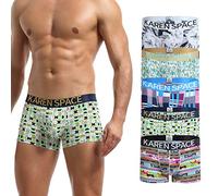 KAREN SPACE Men's Fashion Breathable Briefs Underwear,Sexy Jockstrap Underwear for Men Multipack, C1-ice Silk-bubbles/Flower/Plaid/Color Dots/Bohemia(5-pack), M