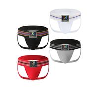 KAREN SPACE Mens Jock Strap 3Inches High Elastic Wide Waistband Breathable Athletic Jockstrap Underwear Multiple Colors, Black/Red/White/Gray-4pack, XL