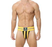 KAREN SPACE Men's Jock Strap Sexy Underwear Jockstraps Athletic Supporter for Gym Sport, YellowBlack, M