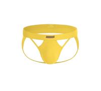 KAREN SPACE Men's Jock Straps Underwear, Mens Athletic Supporter Thongs Breathable Sport Underwear Jock Strap Cotton Yellow, L