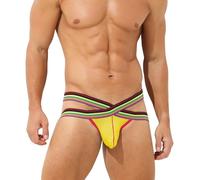 KAREN SPACE Men's Jockstrap Sexy Underwear Breathable Jock Straps Athletic Supporter, Yellow, XL