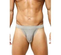 KAREN SPACE Mens Sexy Thong Underwear, Low Rise G Strings T-Back Underwear Bikini, Grey, S