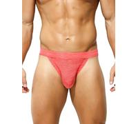 KAREN SPACE Mens Sexy Thong Underwear, Low Rise G Strings T-Back Underwear Bikini, Red, L