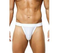 KAREN SPACE Mens Sexy Thong Underwear, Low Rise G Strings T-Back Underwear Bikini, White, M
