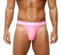 KAREN SPACE Men's Sexy Thongs Underwear, Ice Silk Breathable Mesh G-String Athletic Supporter, Pink, S