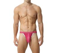 KAREN SPACE Men's Sexy Thongs Underwear, Ice Silk Mesh G-String Athletic Supporter, Rose, L