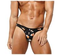KAREN SPACE Mens Thong Underwear Sexy G String Stretchy All Day Comfort Male Lingerie Solid Bikini T Back Pants, Bee Flower, M
