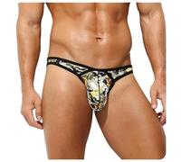 KAREN SPACE Mens Thong Underwear Sexy G String Stretchy All Day Comfort Male Lingerie Solid Bikini T Back Pants, Camouflage, L