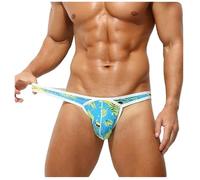 KAREN SPACE Mens Thong Underwear Sexy G String Stretchy All Day Comfort Male Lingerie Solid Bikini T Back Pants, Leaf Magpie, L