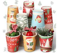 Karenhi 100 Pcs 9 oz Christmas Disposable Paper Cups for Hot Chocolate, Cocoa, Tea, Coffee - Party Supplies for Holidays, Hot and Cold Drinks (Cute Style)
