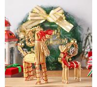 Karenhi 2 Pcs Christmas Straw Goat Yule Goat Straw Ornaments 7.8" and 6" Scandinavian Ornaments Julbock Swedish Tradition for Xmas Party Outdoor Indoor Holiday Christmas Tree Decorations Gifts