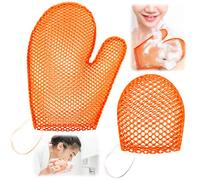 Karenhi 2 Pcs Honeycomb Exfoliating Glove Set Exfoliating Bath Mitt Honeycomb Face and Body Scrubber Shower Mitt for Cleaning Body Shower Face Skin Beauty Spa, Quick Drying(Orange)
