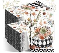 Karenhi 200 Pcs Fall Thanksgiving Napkins, 2 Ply Black White Pumpkin Towels | 8 x 4.3 in Folded, 16 x 13 in Unfolded, Thick Paper, Bathroom, Living Room, Kitchen, Autumn Party, Halloween, Thanksgiving