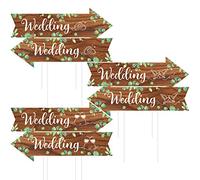 Karenhi 6 Pcs Wedding Direction Sign for Road Ceremony and Reception Double Sided Wedding This Way Arrow Yard Signs with Stakes Waterproof Large Stands for Lawn Outdoor Supply Rustic Decor