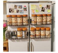 KAREZONINE Magnetic Spice Rack 4 Pack Strong Magnetic Shelf Refrigerator Spice Storage Shelf for Small Kitchen, Apartment, Metal Cabinet for Holding Spices, Jar, Bottle, Beverage, Oil, Salt, Pepper