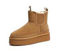 KaRFri Mini Boots,Women's Classic Platform Snow Boots, Shorty-New Winter Warm Fur Lined Anti-Slip Short Ankle Snow Boots (Brown,38)