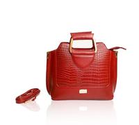 kargha India Odyssey Beautiful Leather Handbags for Girls and Women | Stylish Crossbody Bag | Spacious Top Handle Handbag | Gift for women, Red, Western