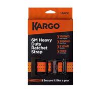 Kargo™ 6M Heavy Duty Ratchet Strap - 1,500kg Load Capacity, 35mm Polyester Webbing, EN12195-2 Certified, Rubber-Coated Claw Hooks