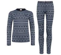 Kari Traa - Kid's Agnes Set - Merino base layer size 8 Years, blue/grey