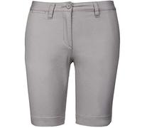 Kariban Bermuda Shorts - Womens Chino Style with Belt Loops, Fine Grey, 14 UK