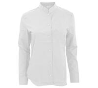 Kariban Mandarin Collar Shirt: Easy Care, Pocket, Adjustable Cuffs, White, XXL