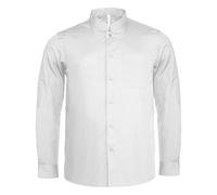 Kariban Mandarin Collar Shirt - Mens Long Sleeve, White, Size M, Easy Care Fabric