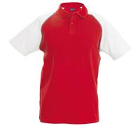 Kariban Men's Contrast Baseball Polo Shirt in Red | Size: 2XL Kariban Red 2XL