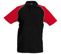 Kariban Mens Contrast Baseball Polo Shirt (L) (Black/Light Grey/Red)