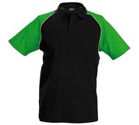 Kariban Mens Contrast Baseball Polo Shirt (XL) (Black/Light Grey/Green)