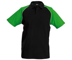 Kariban Mens Contrast Baseball Polo Shirt (XL) (Black/Light Grey/Green)