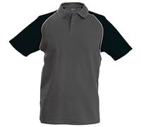 Kariban Mens Contrast Baseball Polo Shirt (XL) (Slate Grey/Light Grey/Black)