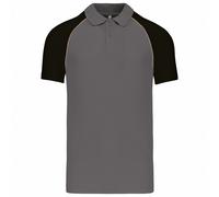 Kariban Men's Contrast Pique Baseball Polo Shirt in Mid Grey | Size: XL Kariban Mid Grey XL