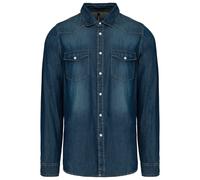 Kariban Men's Denim Long-Sleeved Shirt in Duck Egg Blue | Size: Small Kariban Duck Egg Blue S