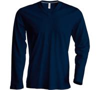 Kariban Men's Long Sleeve V Neck T Shirt Soft Cotton Slim Fit OEKO TEX