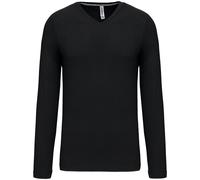 Kariban Men's long-sleeved V-neck T-shirt K358 - Enzyme washed for extra