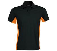 Kariban Mens Short Sleeve Flag Polo Shirt (Dual Colour) (XL) (Black/Orange)