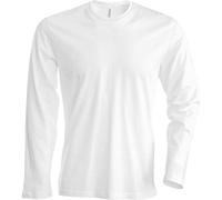 Kariban Mens Slim Fit Long Sleeve Crew Neck T-Shirt (M) (White)
