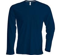 Kariban Mens Slim Fit Long Sleeve Crew Neck T-Shirt (XL) (Navy)