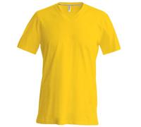 Kariban Mens Short Sleeve V Neck Slim Fit T-Shirt (L) (Yellow)